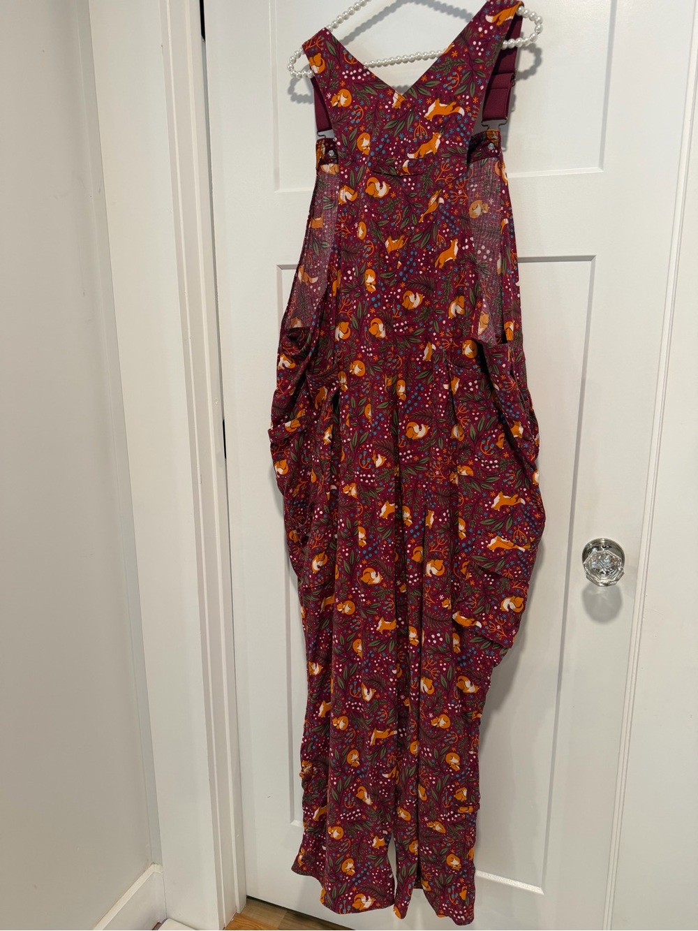 Duluth Trading Co Maroon Fox Print Overalls - Picture 8 of 9